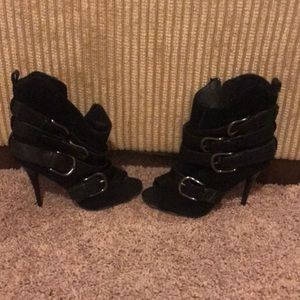 Black open-toed booties